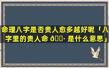 命理八字是否贵人愈多越好呢「八字里的贵人命 🌷 是什么意思」